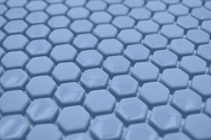 Muestra de mano Hexágono Esmalte mezcla azul brillante/mate pared azulejo backsplash cocina ducha baño MOS140-0401_m