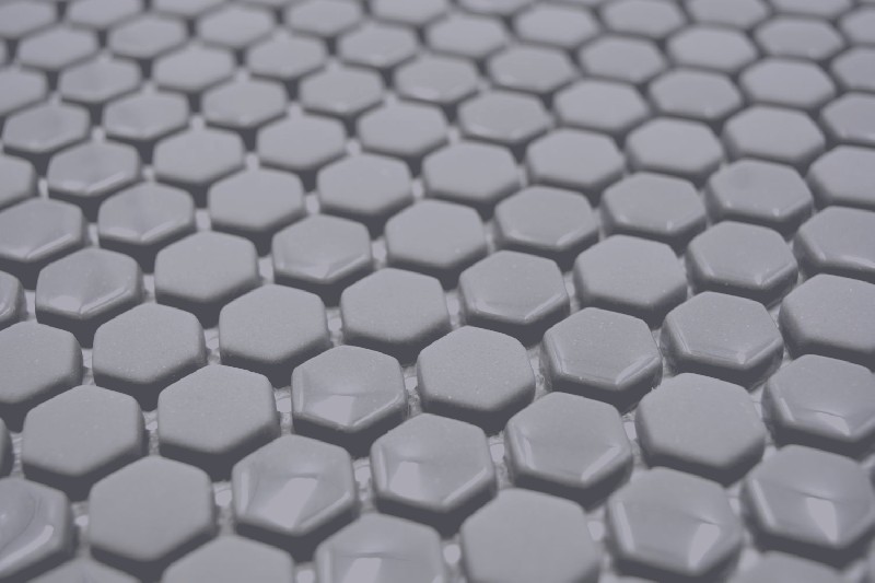 Muestra de mano Hexágono Esmalte mezcla gris brillante/mate pared azulejo backsplash cocina ducha baño MOS140-0201_m