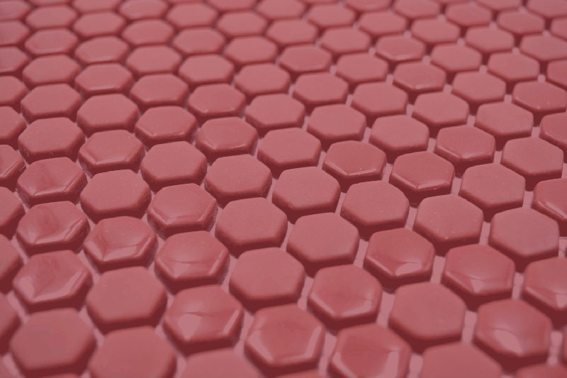 Muestra de mano Hexágono Esmalte mezcla rojo brillante/mate pared azulejo backsplash cocina ducha baño MOS140-0901_m