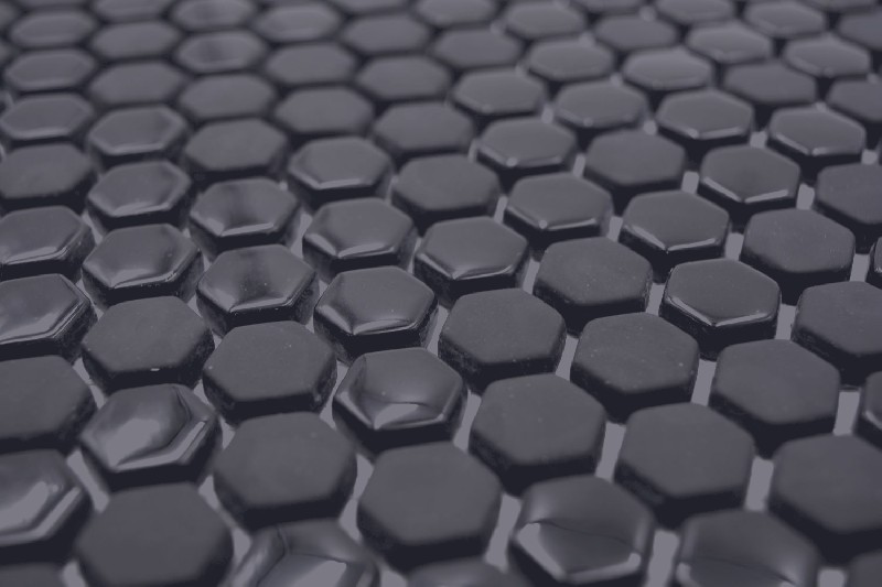 Muestra de mano Hexágono Esmalte mezcla negro brillante/mate pared azulejo backsplash cocina ducha baño MOS140-0301_m