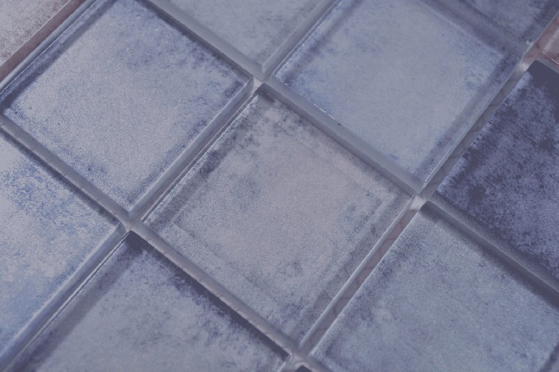 Muestra de mano mosaico de vidrio cuadrado Crystal mix Azul pared azulejo backsplash cocina ducha baño MOS88-0411_m