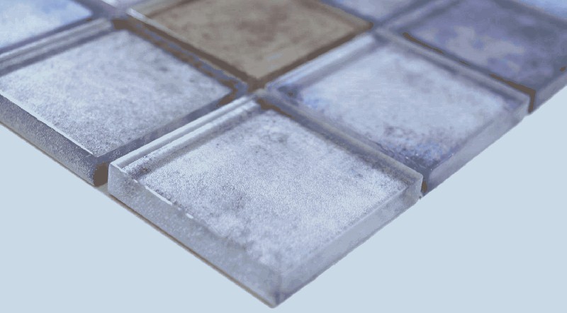 Muestra de mano mosaico de vidrio cuadrado Crystal mix Azul pared azulejo backsplash cocina ducha baño MOS88-0411_m