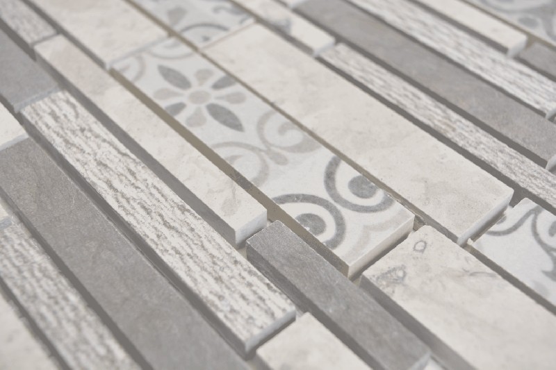 Muestra de mano compuesto mármol/cerámica mezcla gris 3F pared azulejo backsplash cocina ducha baño MOS180-D0927G_m