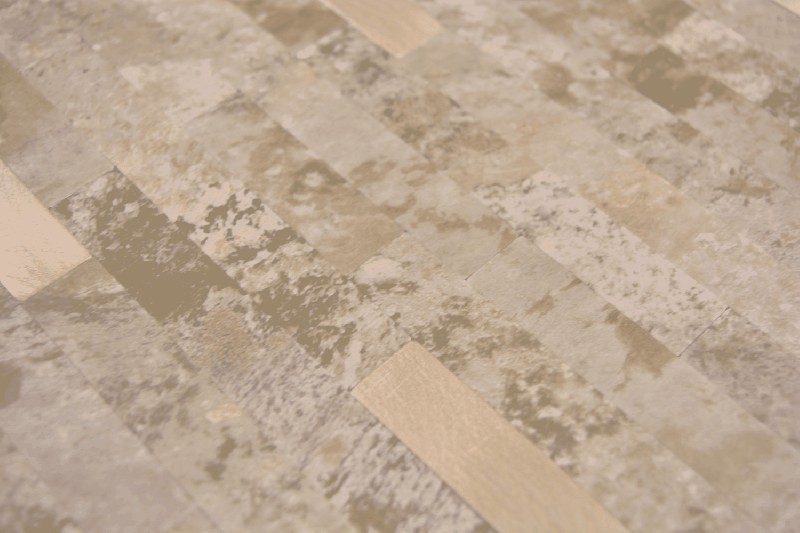 Muestra de mano vinilo compuesto efecto piedra Caliza marrón/oro mosaico azulejo pared backsplash MOS200-LBG_m