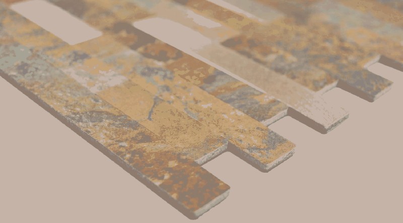 Muestra de mano vinilo compuesto efecto piedra Multi Slate/Gold mosaico azulejo pared backsplash MOS200-MSG_m
