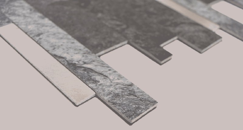 Muestra de mano vinilo compuesto efecto piedra negro Qaurtz/plata mosaico azulejo pared backsplash MOS200-32BS_m