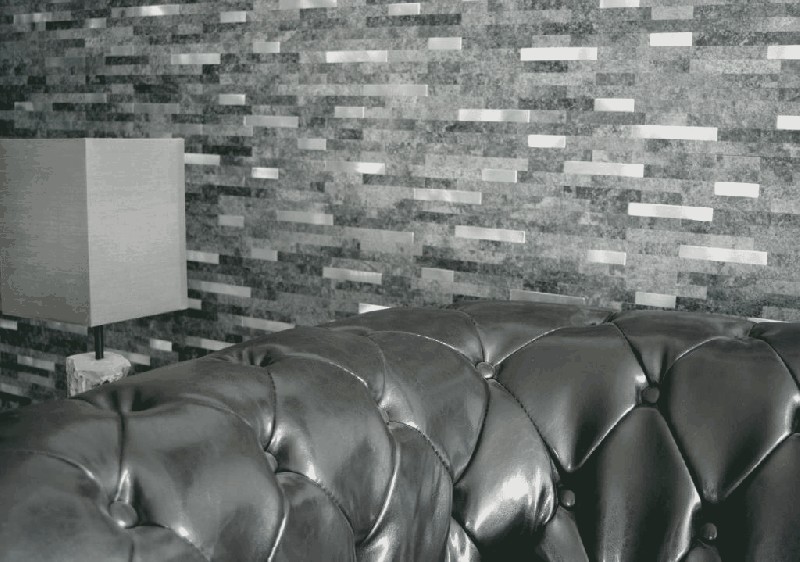 Muestra de mano vinilo compuesto efecto piedra cuarzo negro/plata pared azulejo backsplash cocina ducha baño MOS200-22BS_m