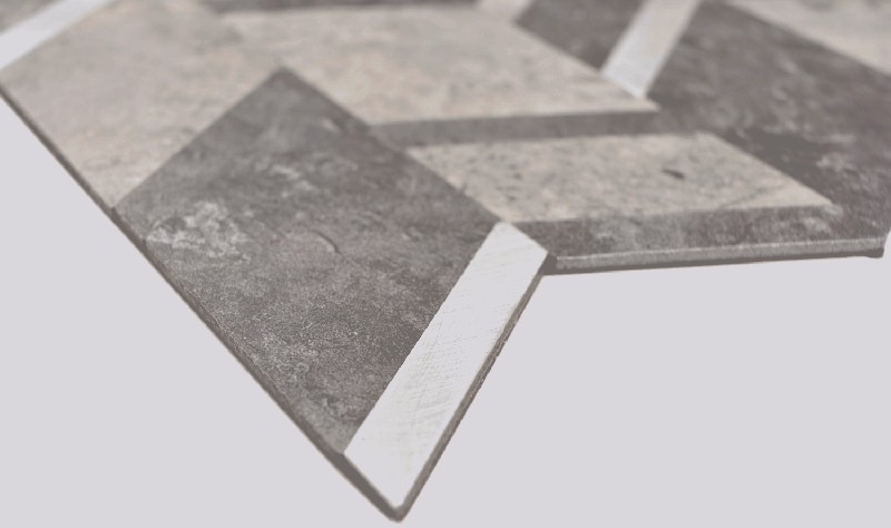 Muestra de mano flecha vinilo efecto piedra Cemento gris oscuro/Plata azulejo de pared MOS200-4CDG_m