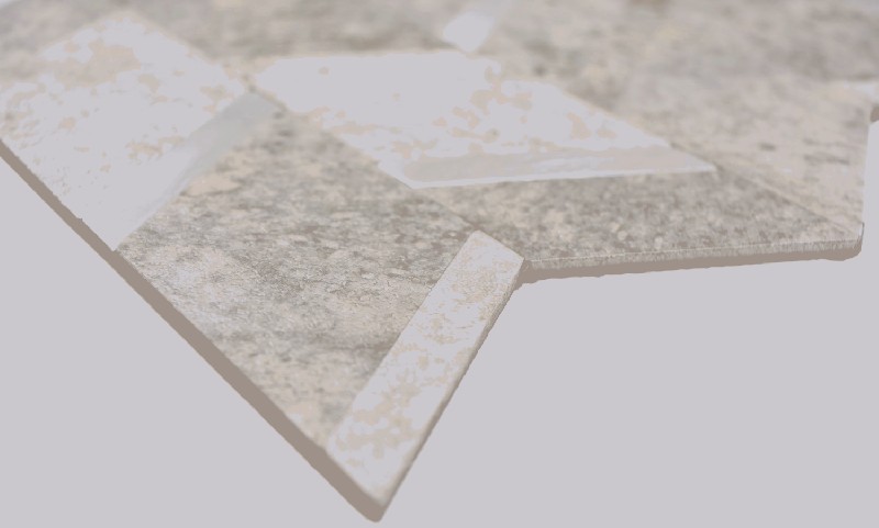 Muestra de mano flecha vinilo efecto piedra Cemento gris claro/Plata azulejo de pared MOS200-2CLG_m