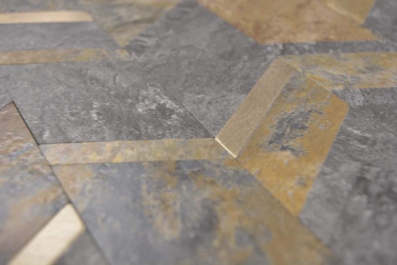 Muestra en mano flecha vinilo efecto piedra Multi Rusty/Gold azulejo de pared MOS200-48MRG_m