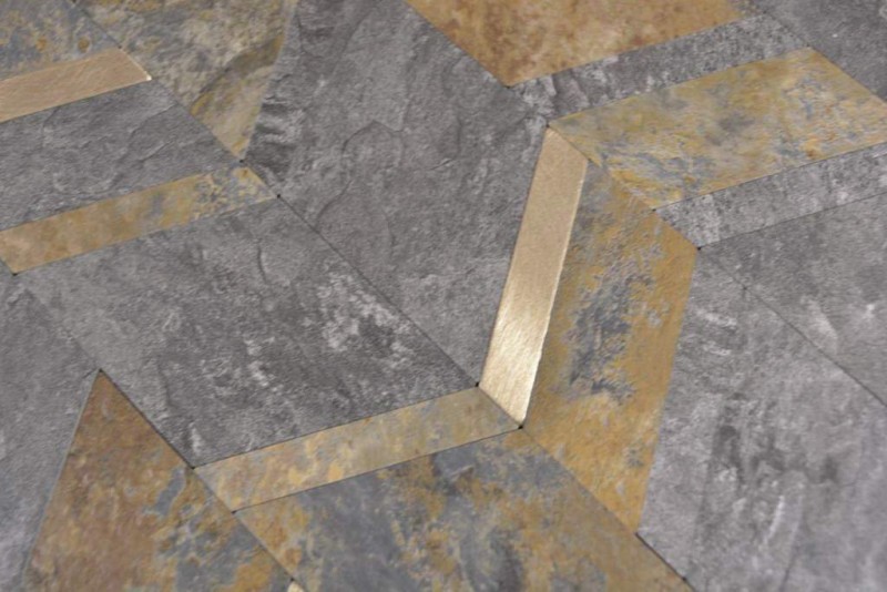 Muestra en mano flecha vinilo efecto piedra Multi Rusty/Gold azulejo de pared MOS200-48MRG_m