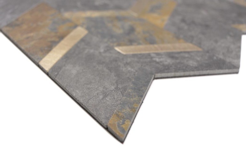 Muestra en mano flecha vinilo efecto piedra Multi Rusty/Gold azulejo de pared MOS200-48MRG_m