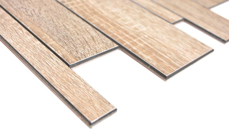 Muestra de mano aluminio compuesto aspecto madera Madera Gris Estructura pared azulejo espejo MOS200-57WGS_m