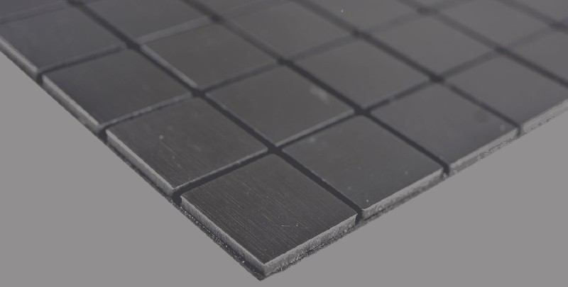 Muestrario de mano aluminio cuadrado negro Silk Brushed espejo para azulejos de pared MOS200-L3B_m