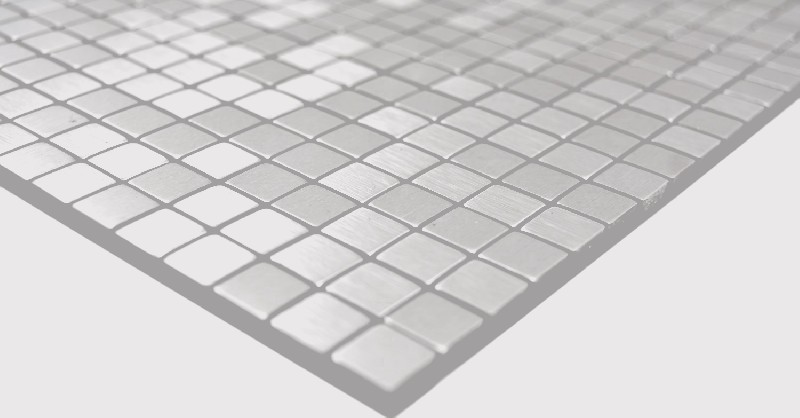 Muestrario de mano aluminio cuadrado Silver Silk Brushed espejo para azulejos de pared MOS200-L5S_m