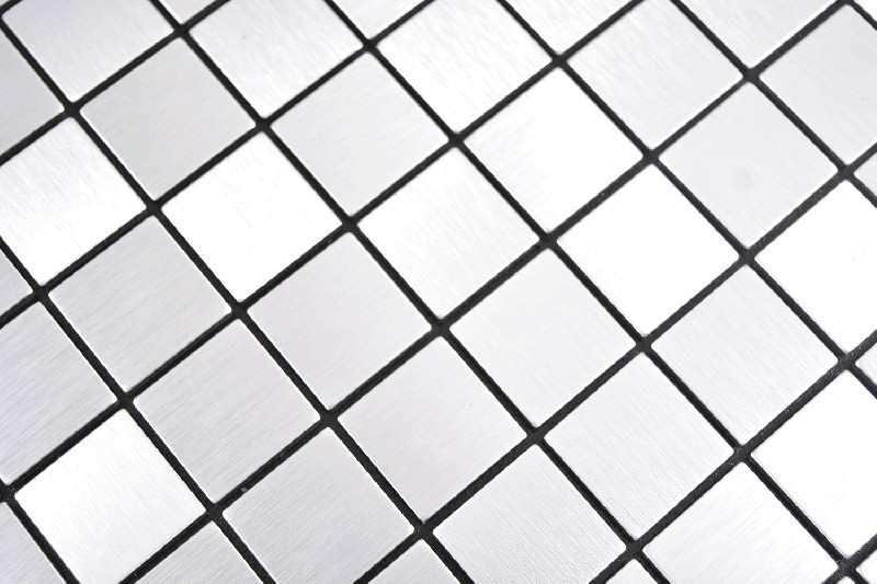 Muestrario de mano aluminio cuadrado Silver Silk Brushed espejo para azulejos de pared MOS200-L7S_m