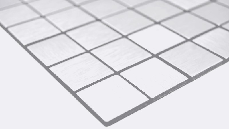Muestrario de mano aluminio cuadrado Silver Silk Brushed espejo para azulejos de pared MOS200-L7S_m