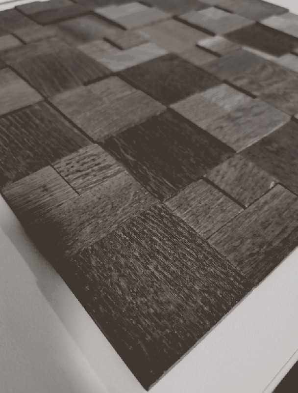 Muestra de mano combinación Woodland Roble Madera gris azul oscuro 3D azulejo de pared MOS170-11B_m
