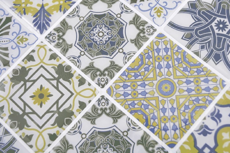 Muestra de mano Vinilo Cuadrados Retro color pared azulejo espejo MOSvinyl-retro_m