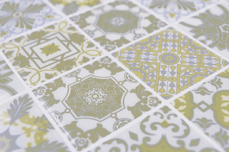 Muestra de mano Vinilo Cuadrados Retro color pared azulejo espejo MOSvinyl-retro_m