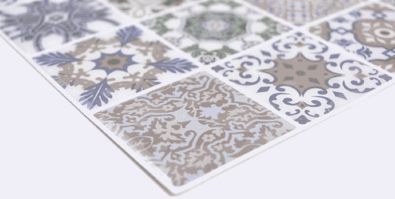 Muestra de mano Vinilo Cuadrados Retro color pared azulejo espejo MOSvinyl-retro_m
