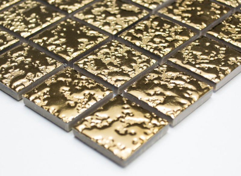 Muestra de mano mosaico azulejo cerámica oro martillado MOS18-0707_m