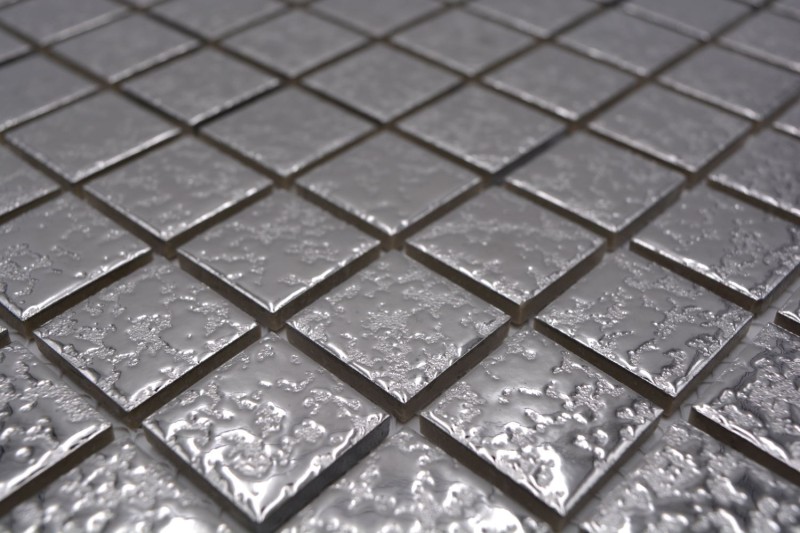 Muestra de mano mosaico azulejo cerámica plata martillado MOS18-0207_m