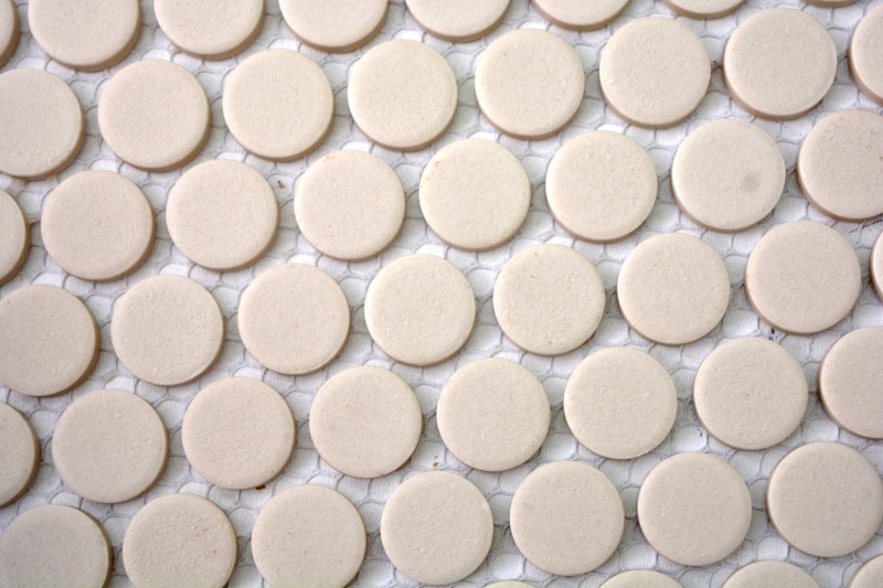Muestra de mano aluminio mosaico azulejo cerámica botón blanco beige claro sin esmaltar MOS10-1202-R10_m