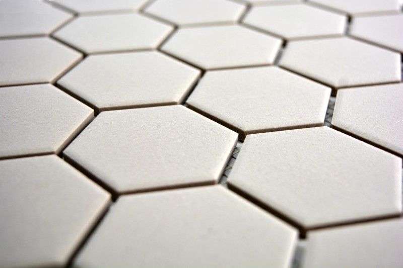 Muestra de mano azulejo mosaico cerámica hexágono gris claro sin esmaltar MOS11B-0203-R10_m