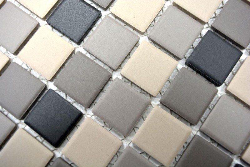 Muestra de mano azulejo mosaico cerámica beige claro gris sin esmaltar MOS18-0205_m
