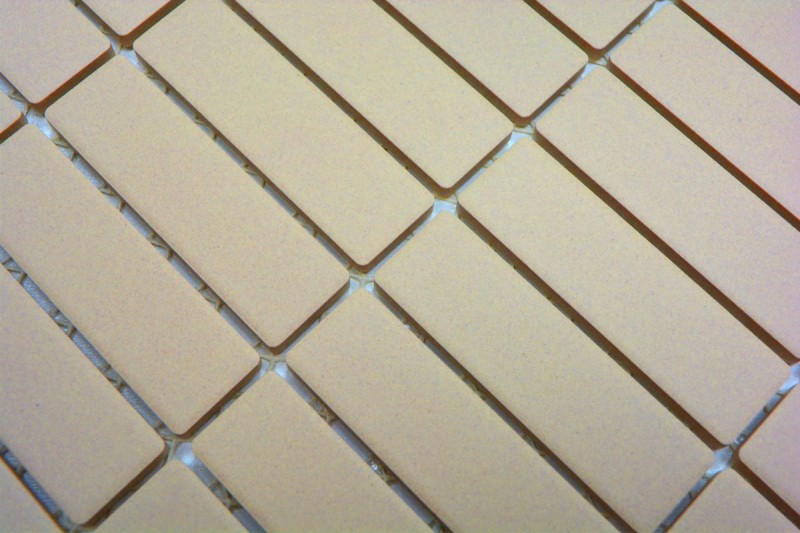 Muestra de mano mosaico azulejo cerámica barras beige claro sin esmaltar MOS24B-1211-R10_m