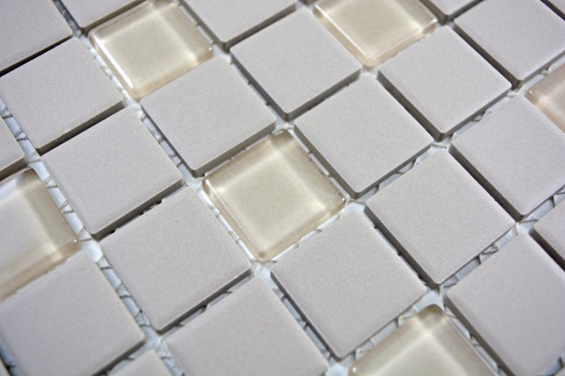 Muestra de mano azulejo mosaico cerámica gris claro vidrio sin esmaltar MOS18-0212-R10_m