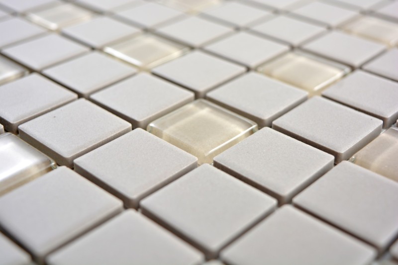 Muestra de mano azulejo mosaico cerámica gris claro vidrio sin esmaltar MOS18-0212-R10_m