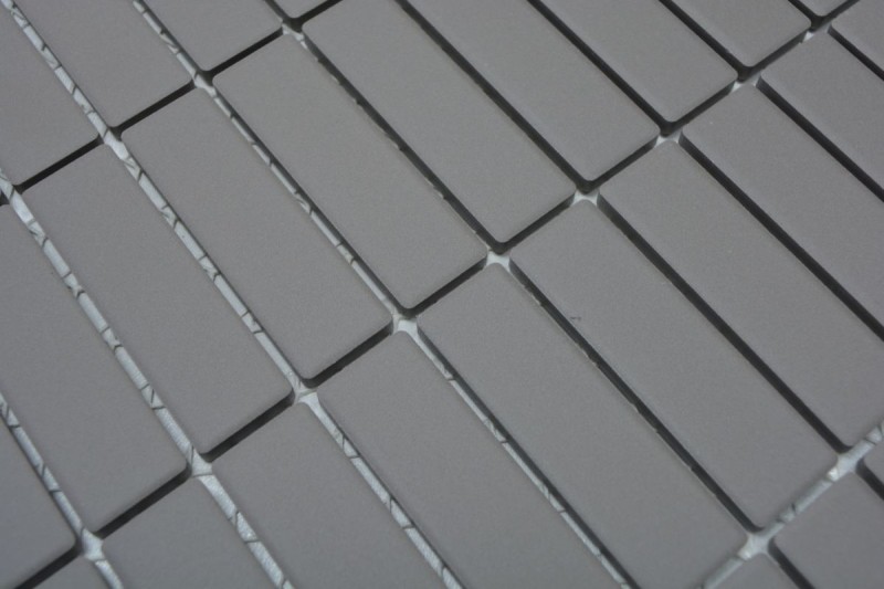 Muestra de mano mosaico azulejo cerámica varillas gris sin esmaltar MOS24B-0204-R10_m