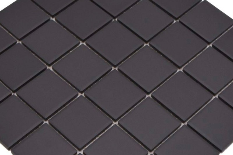 Muestra de mano azulejo de mosaico de cerámica negro sin esmaltar MOS14B-0303-R10_m