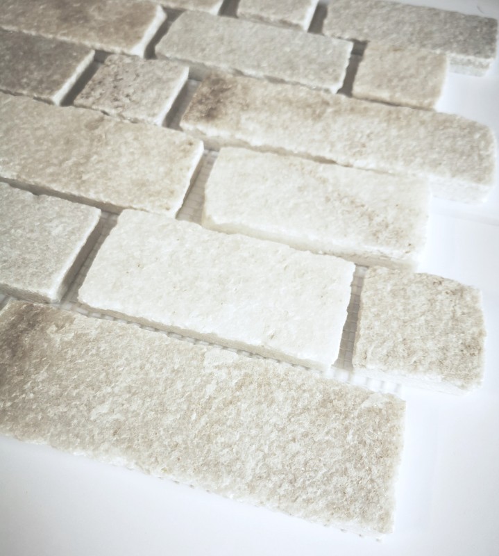 Muestra de mano mosaico azulejo pizarra piedra natural ladrillo blanco MOS34-0102_m