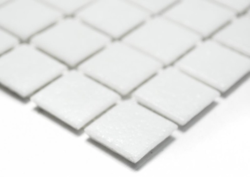 Muestra de mano azulejo de mosaico de vidrio blanco MOS50-0101_m