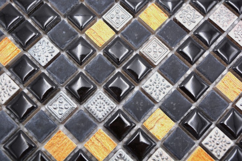 Mosaico Resina negro cobre Resina piedra negro cobre MOS92-0301_f
