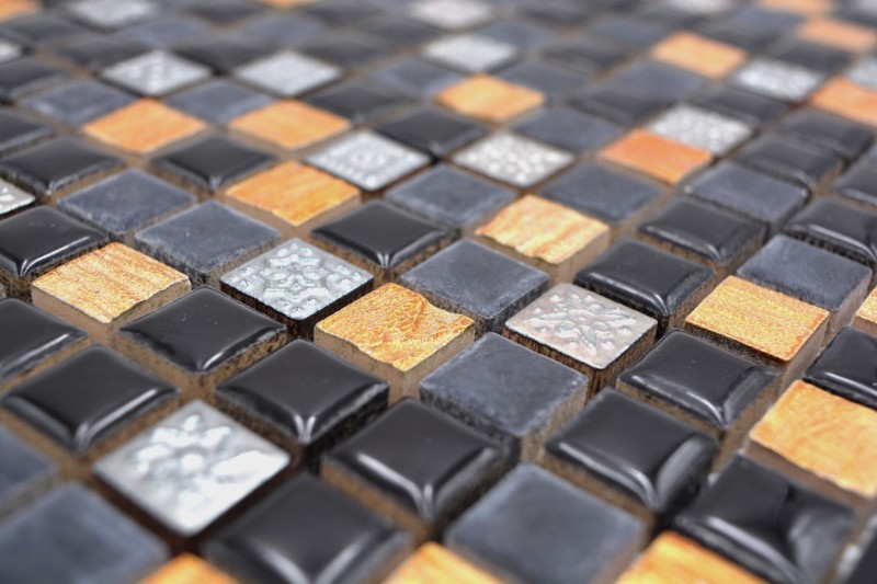 Mosaico Resina negro cobre Resina piedra negro cobre MOS92-0301_f