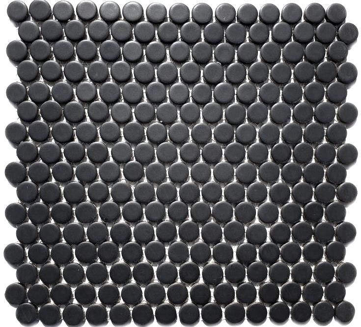 Mosaico de cerámica botón negro mate MOS10-0311_f