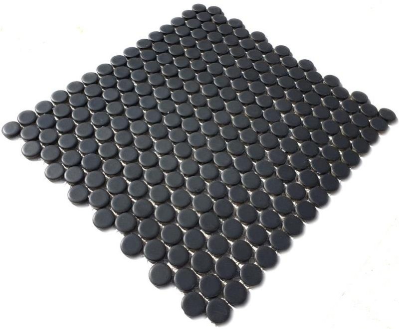 Mosaico de cerámica botón negro mate MOS10-0311_f