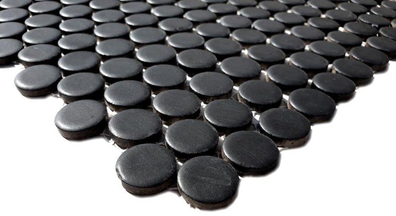 Muestra de mano mosaico azulejo cerámica pomo negro mate MOS10-0311_m
