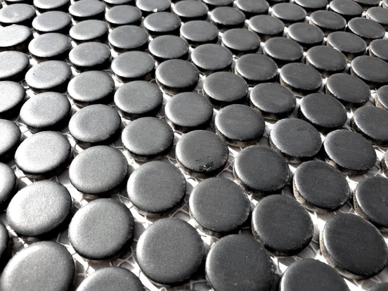 Muestra de mano mosaico azulejo cerámica pomo negro mate MOS10-0311_m