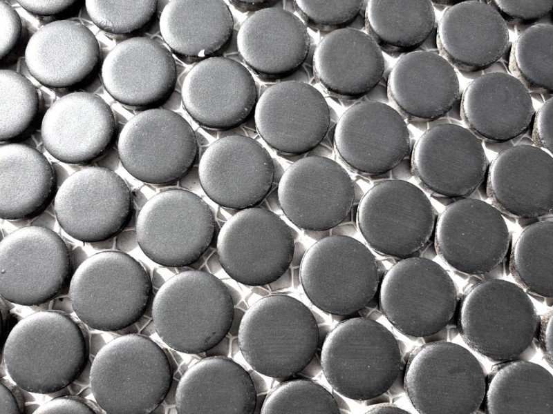 Muestra de mano mosaico azulejo cerámica pomo negro mate MOS10-0311_m
