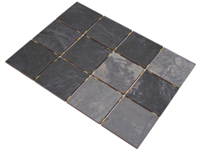 Azulejo de mosaico de cerámica gris antracita negro mate efecto piedra Piastrella - MOS22-BH493