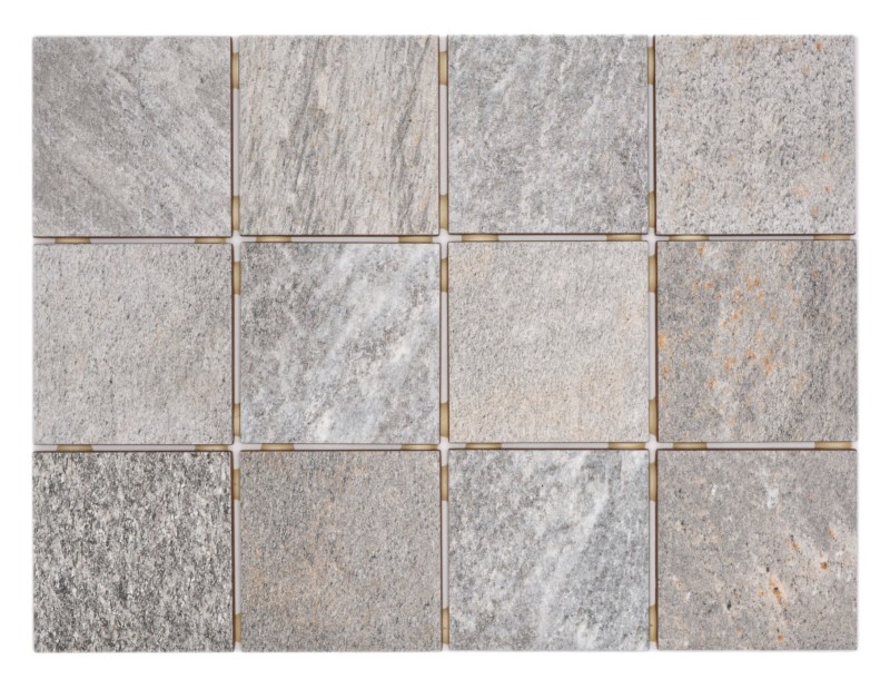 Azulejo de mosaico de cerámica crema gris antracita mate efecto piedra Piastrella - MOS22-BH957