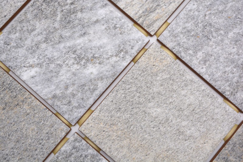 Azulejo de mosaico de cerámica crema gris antracita mate efecto piedra Piastrella - MOS22-BH957