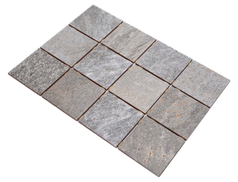 Azulejo de mosaico de cerámica crema gris antracita mate efecto piedra Piastrella - MOS22-BH957