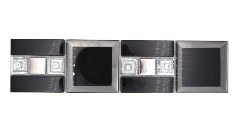 Borde de mosaico de vidrio mosaico negro plata moderno - MOS88-S89_f