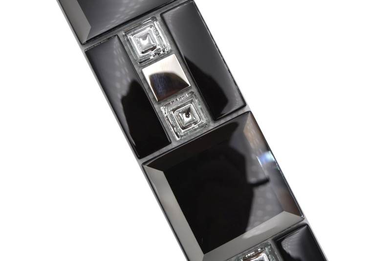 Borde de mosaico de vidrio mosaico negro plata moderno - MOS88-S89_f